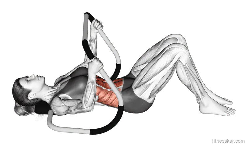 Ab Roller Crunch, Female demonstration, Start