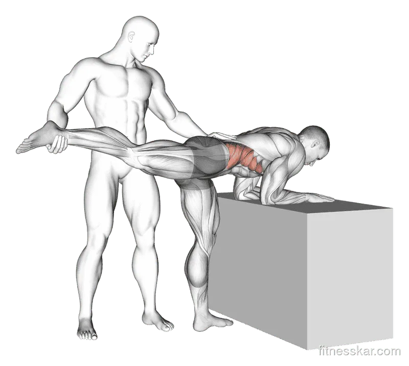 Assisted One-Leg Extension, Male demonstration, Start