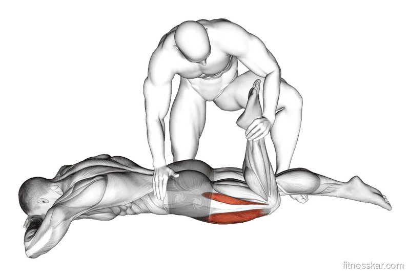 Assisted Prone Lying Quadriceps Stretch - Start