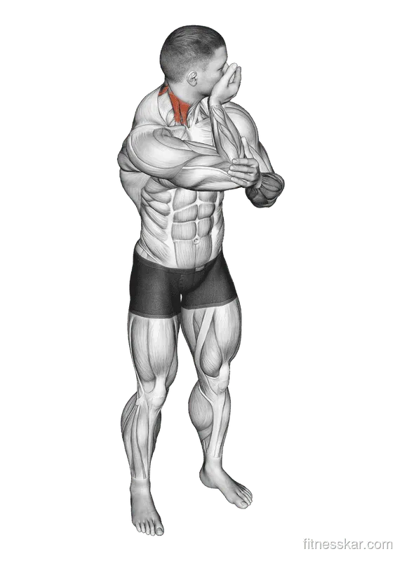 Assisted Rotating Neck Stretch, Male demonstration, Start