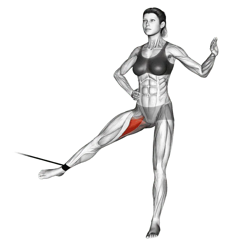 Band Hip Adduction, Female demonstration, Start