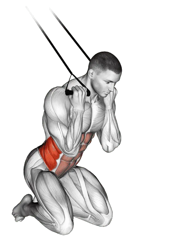 Band Kneeling Twisting Crunch, Male demonstration, Start