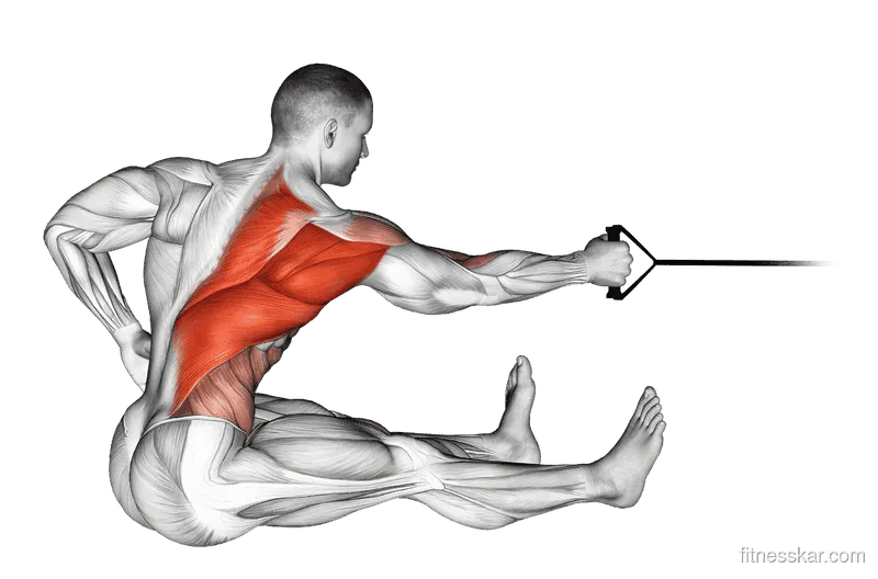 Band One-Arm Twisting Seated Row, Male demonstration, Start
