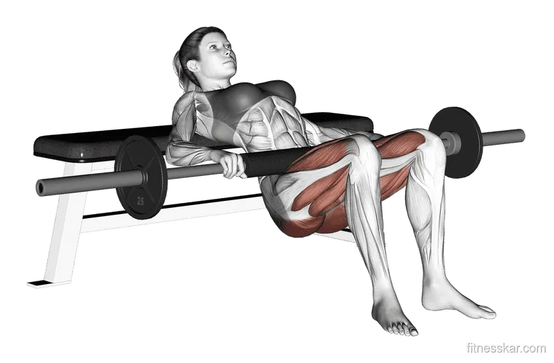 Barbell Hip Thrust, Female demonstration, Start