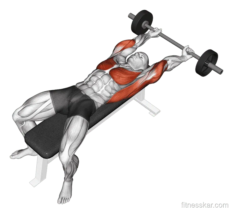 Barbell Pullover Hold (Isometric), Male demonstration, Start