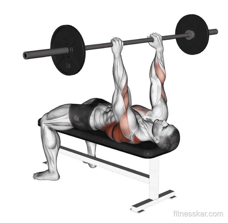 Barbell Pullover to Press, Male demonstration, Start