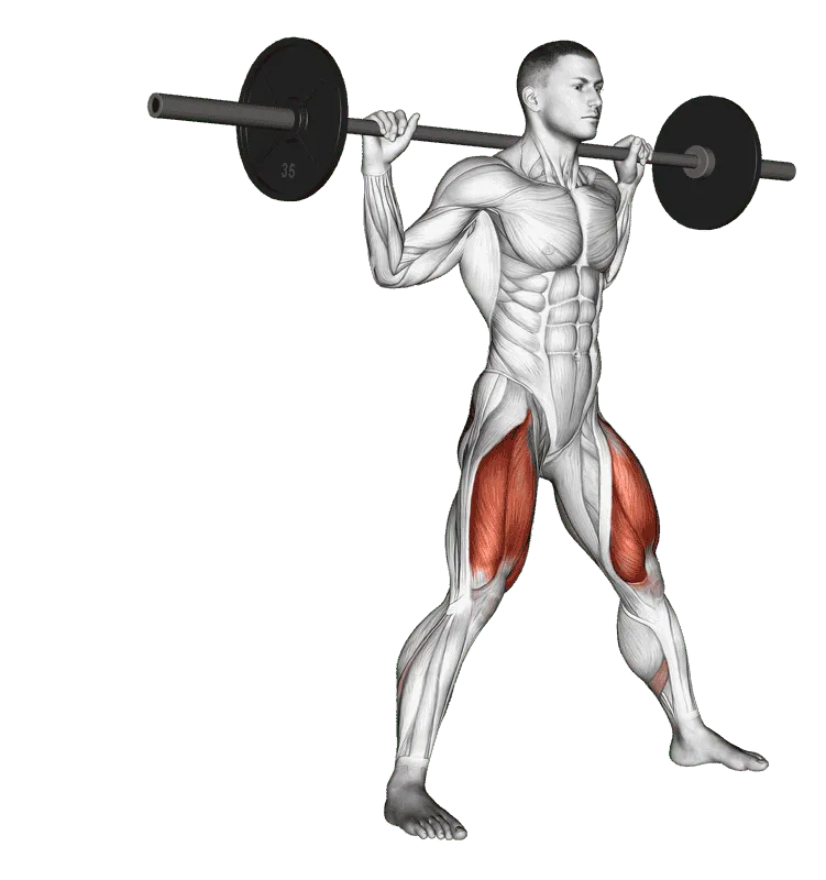Barbell Side Split Squat, Male demonstration, Start