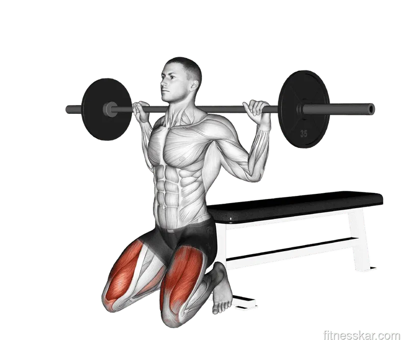 Barbell Squat (on Knees), Male demonstration, Start