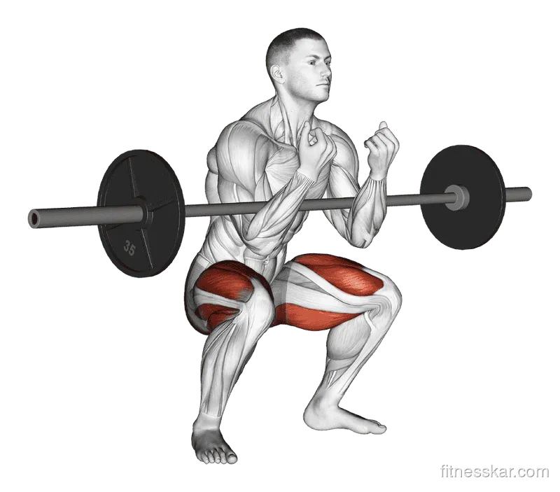 Barbell Zercher Squat Hold (Isometric), Male demonstration, Start