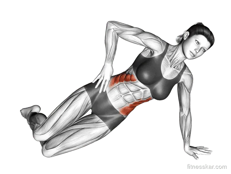 Bent Knee Side Plank, Female demonstration, Start