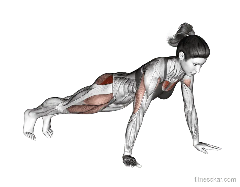 Bent Side Knee Push-up, Female demonstration, Start