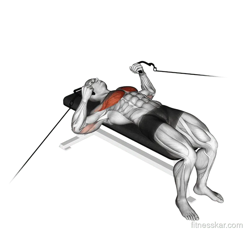 Cable Bench Press, Male demonstration, Start
