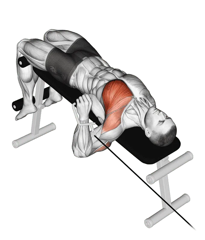 Cable Decline One-Arm Press, Male demonstration, Start