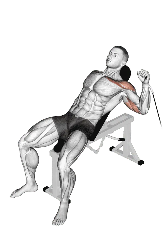 Cable One-Arm Incline Press, Male demonstration, Start