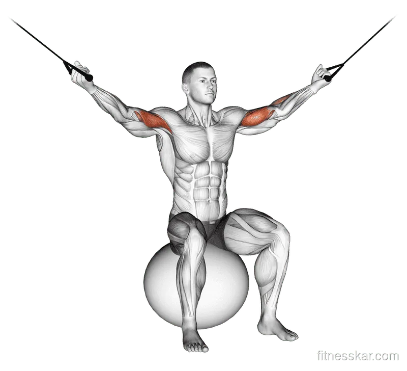 Cable Overhead Curl on Exercise Ball