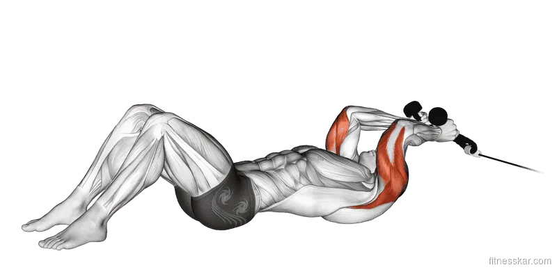 Cable Rope Lying on Floor Tricep Extension - Start