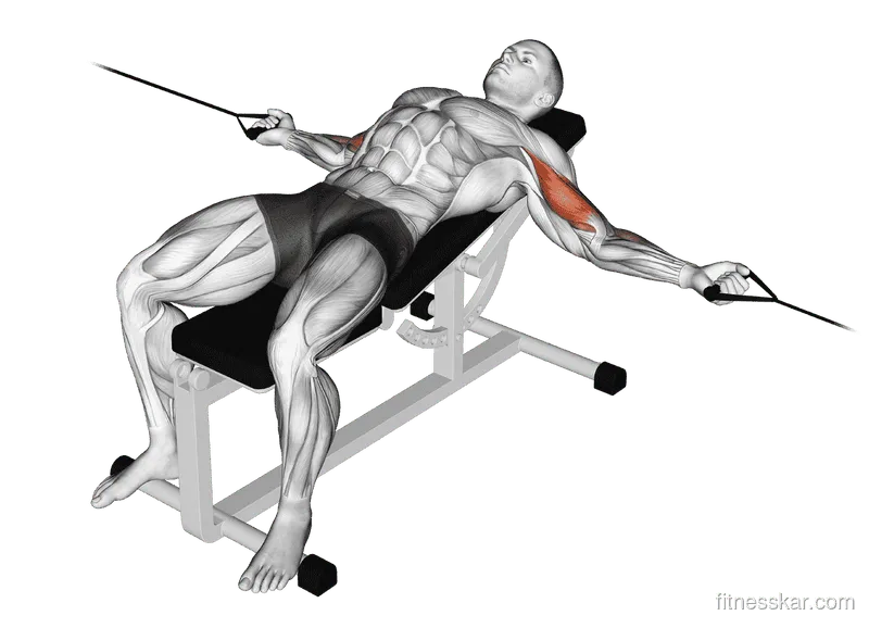 Cable Two Arm Curl on Incline Bench