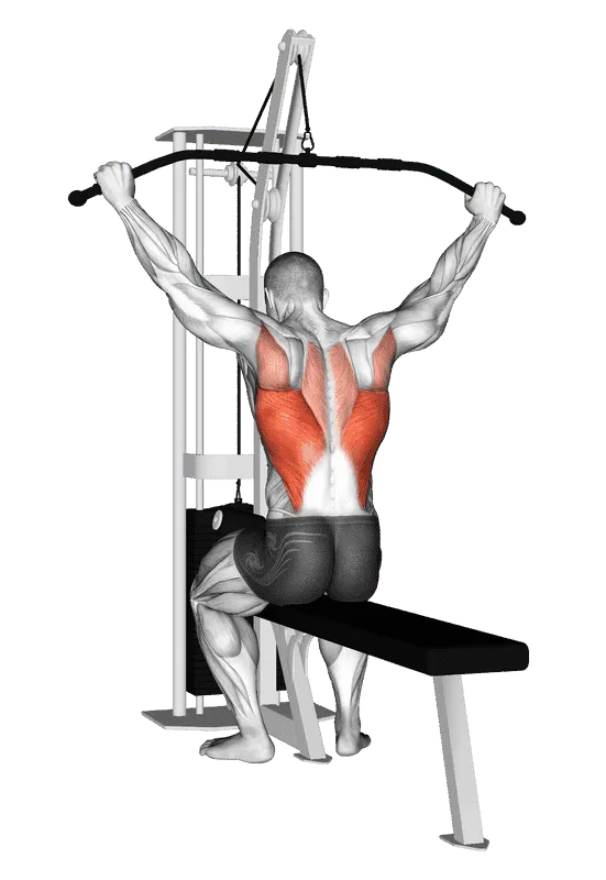 Cable Wide-Grip Rear Pulldown (Behind Neck), Male demonstration, Start