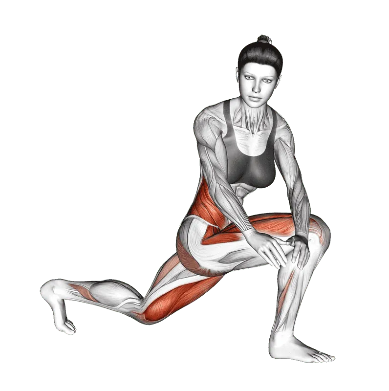 Crossover Kneeling Hip Flexor Stretch, Female demonstration, Start