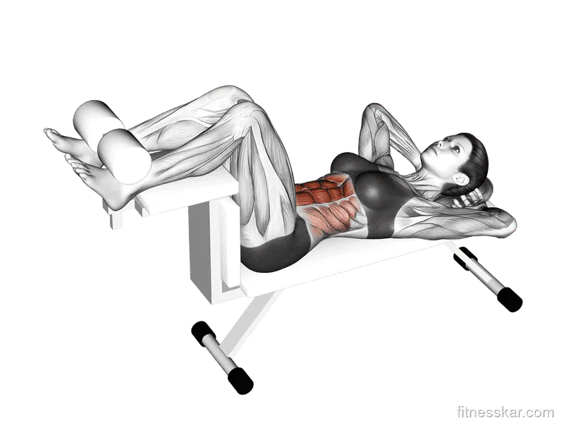 Crunch (on bench), Female demonstration, Start