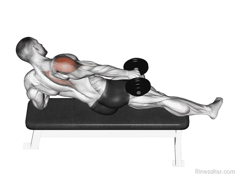 Dumbbell Side-Lying One-Hand Raise, Male demonstration, Start