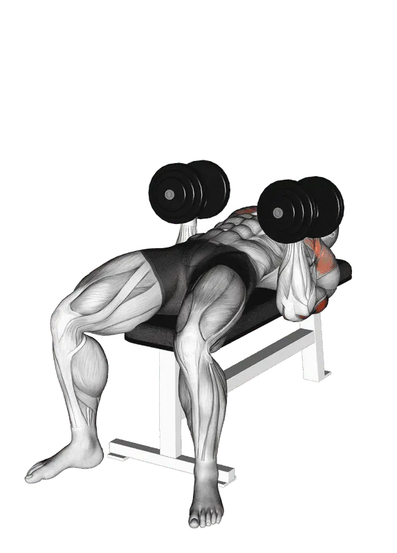 Dumbbell Twisting Bench Press, Male demonstration, Start