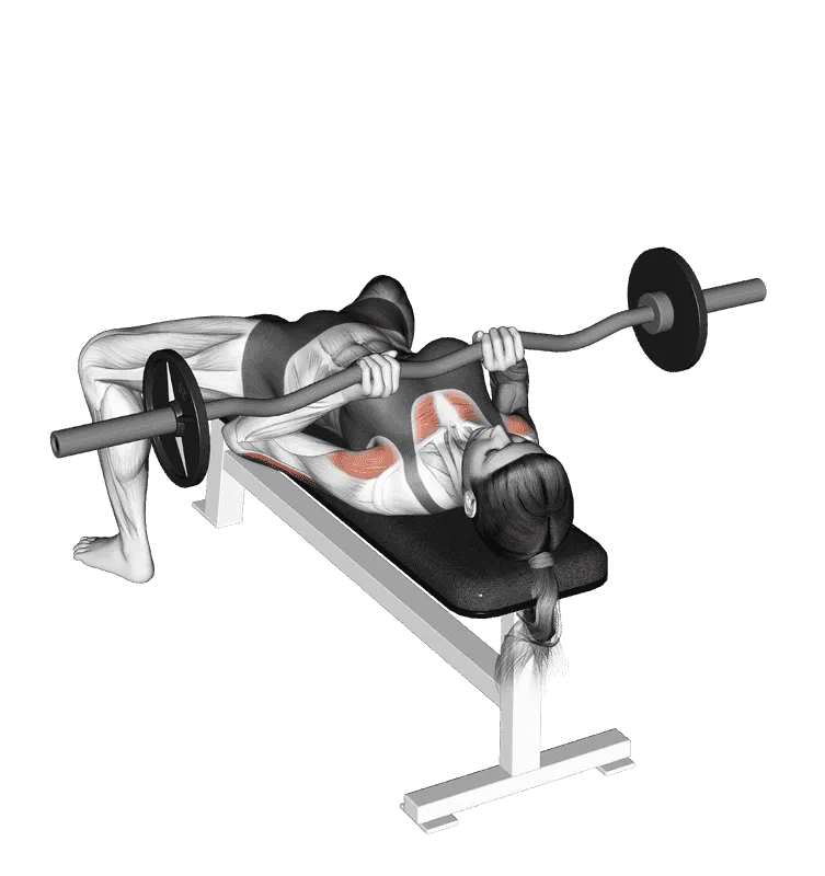 EZ-Bar Close-Grip Bench Press, Female demonstration, Start
