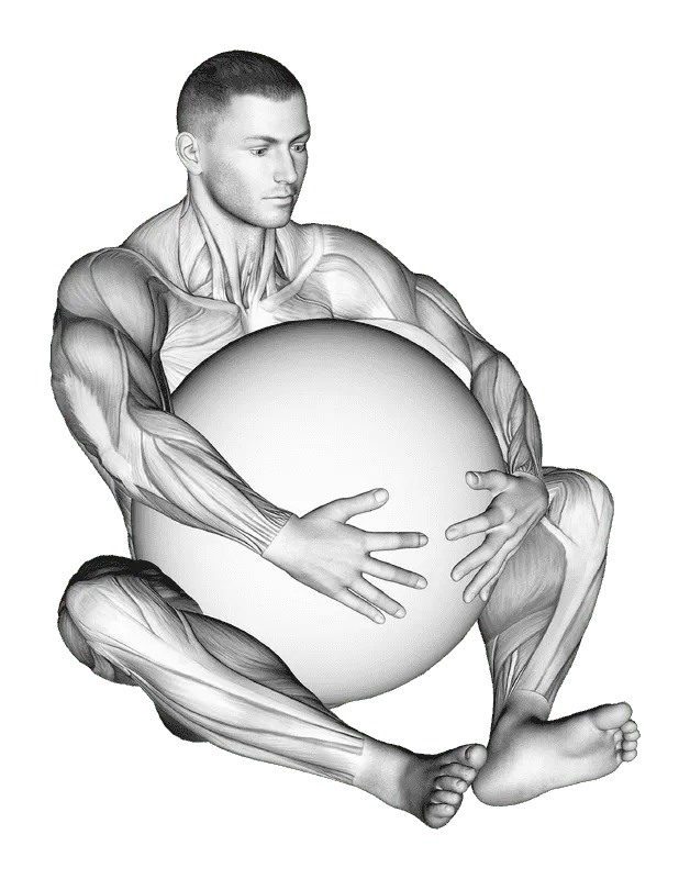 Exercise Ball Hug, Male demonstration, Start