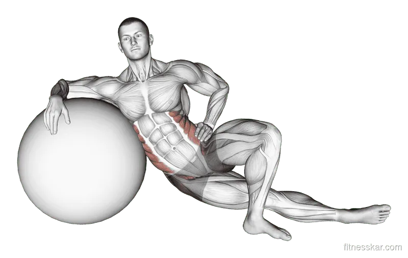 Exercise Ball Lying Abductor Stretch, Male demonstration, Start