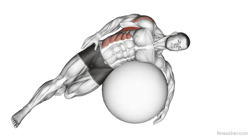 Exercise Ball Lying Side Lat Stretch