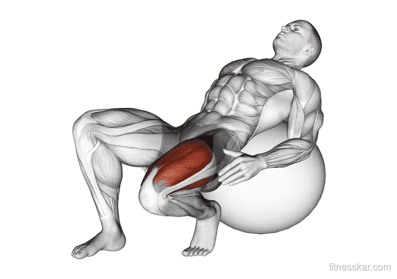 Exercise Ball Seated Quad Stretch, Male demonstration, Start