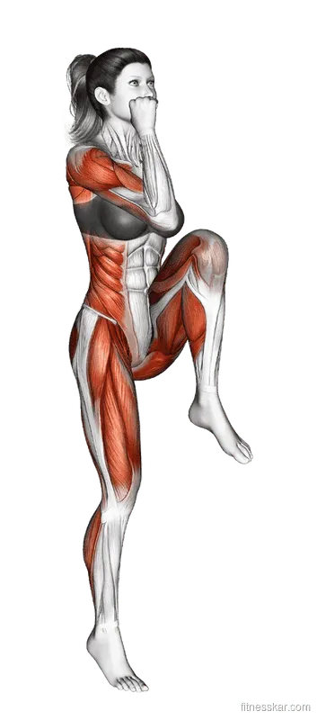 High Knee Skips, Female demonstration, Start
