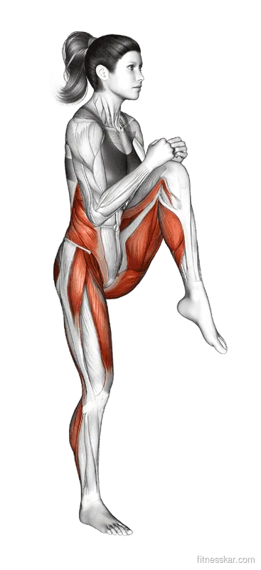 High Knee Twist, Female demonstration, Start