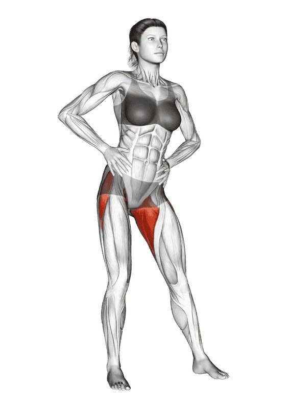 Hip Circles Stretch, Female demonstration, Start