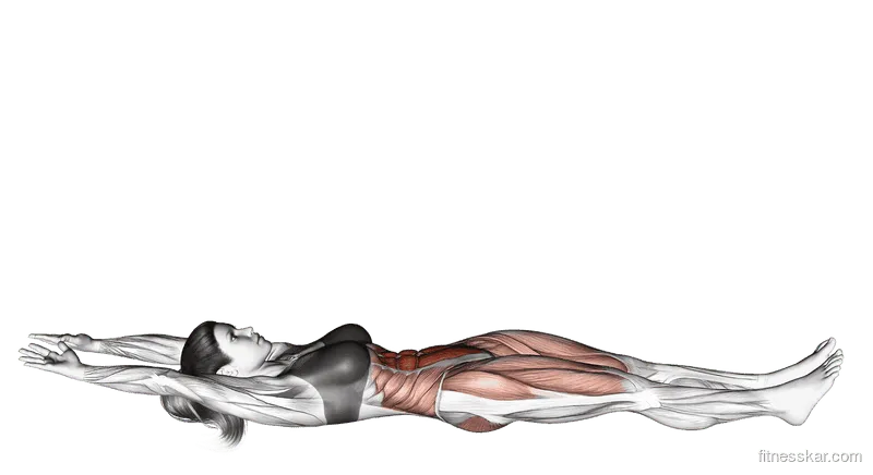 Jack Split Crunches, Female demonstration, Start