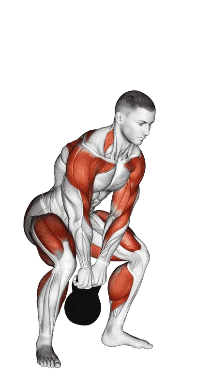 Kettlebell Open Palm Clean, Male demonstration, Start