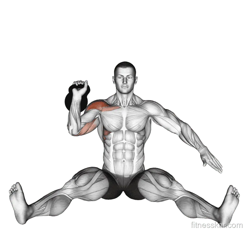 Kettlebell Seated Press, Male demonstration, Start