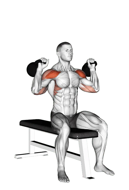 Kettlebell Seated Two-Arm Military Press