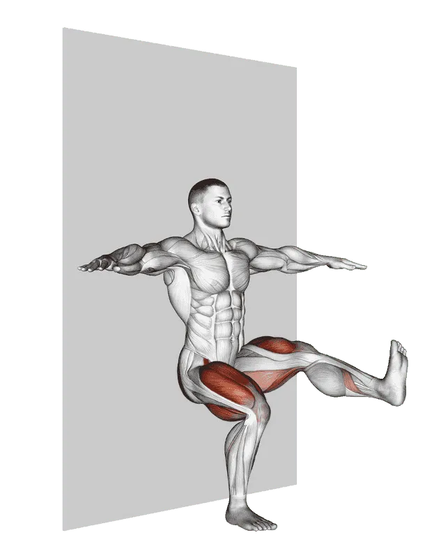 Kick-out Sit (Wall), Male demonstration, Start