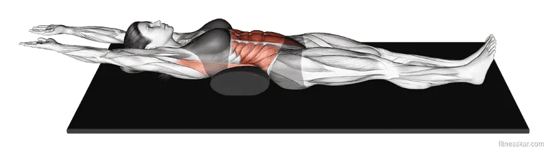Lateral Stretch on Floor Lying Down, Female demonstration, Start