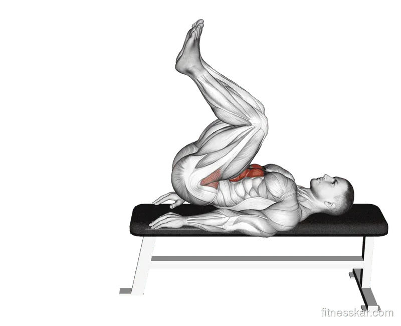 Leg Pull-In Flat Bench, Male demonstration, Start