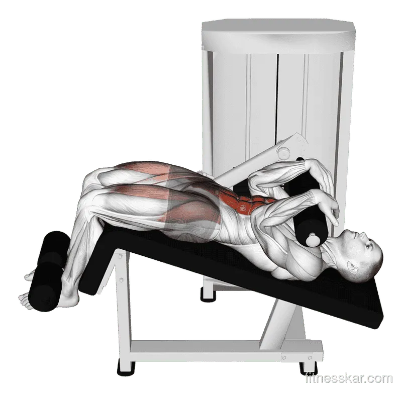 Lever Decline Sit-Up, Male demonstration, Start