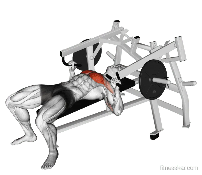 Lever Lying Chest Press (Plate-Loaded), Male demonstration, Start