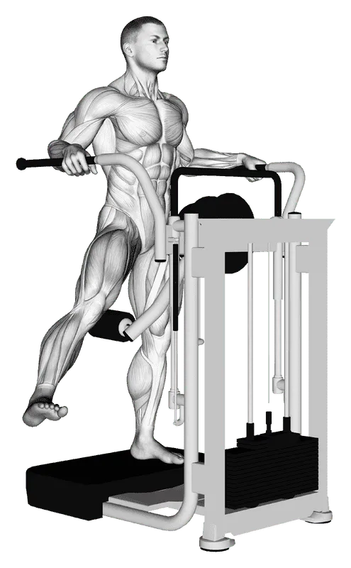 Lever Side Hip Adduction, Male demonstration, Start