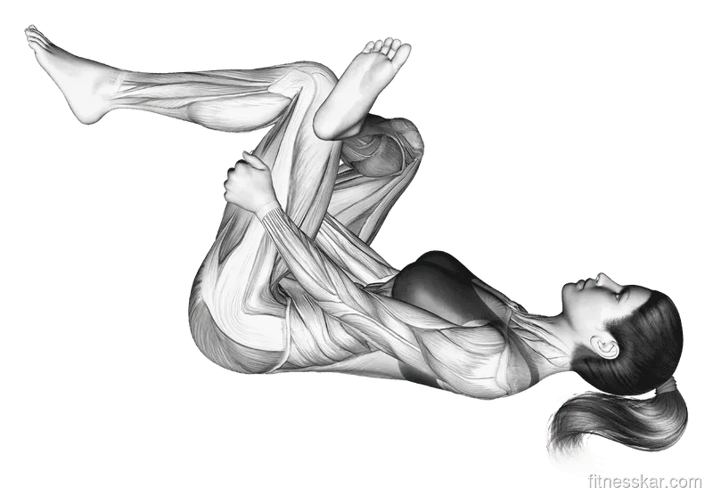 Lying Glute Stretch, Female demonstration, Start