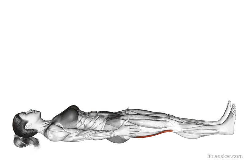 Lying Hamstring Stretch, Female demonstration, Start