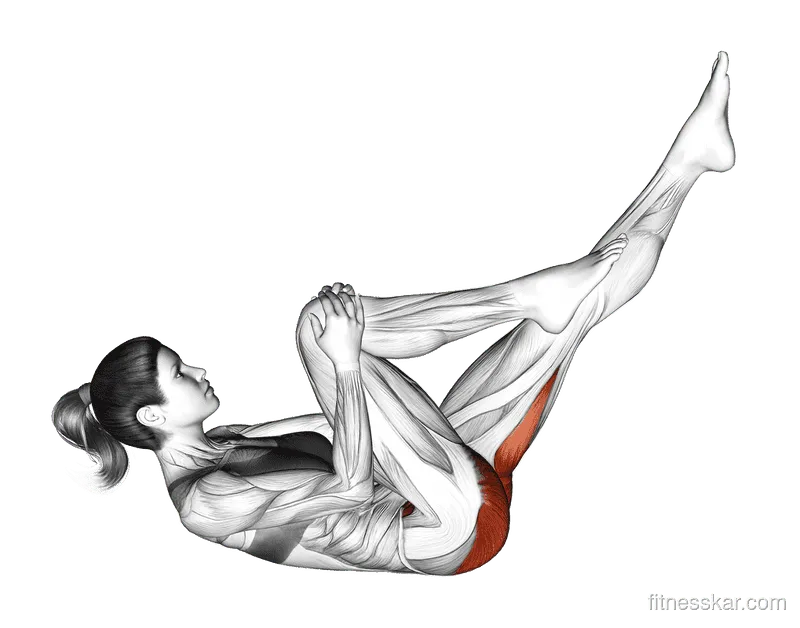 Lying Hip Flexor Stretch, Female demonstration, Start