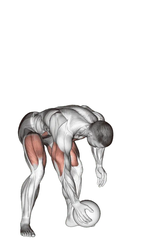 Medicine Ball Chest Push from 3-Point Stance, Male demonstration, Start
