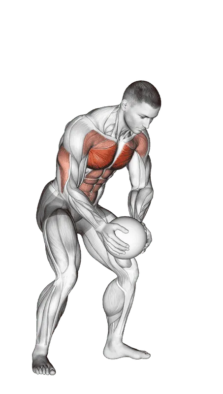 Medicine Ball Chest Push with Run Release, Male demonstration, Start
