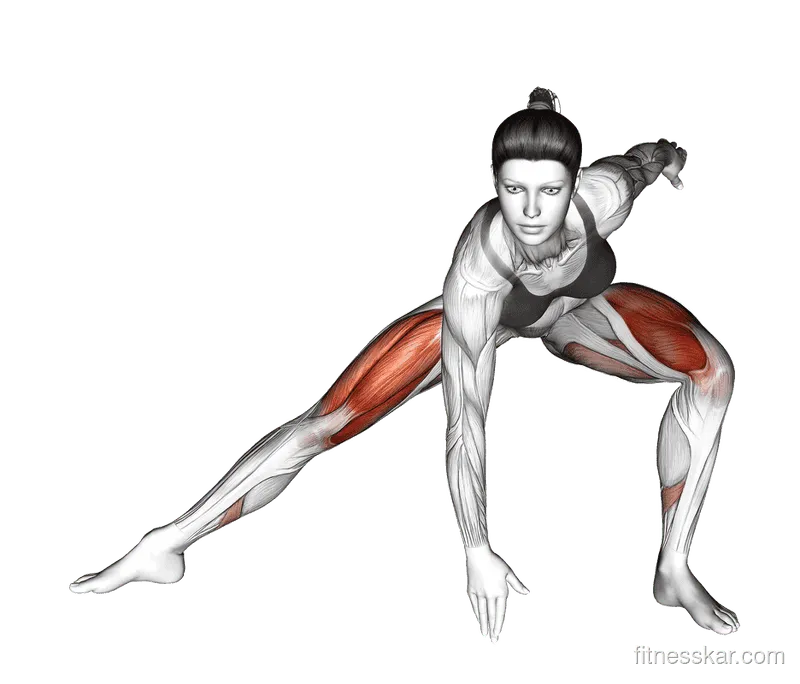 Plyo Side Lunge Stretch, Female demonstration, Start